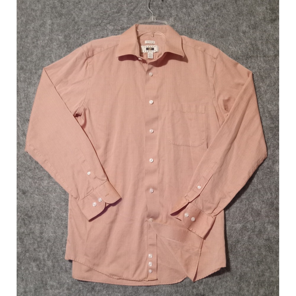 Joseph Abboud Dress Shirt Mens 15.5 34/35 Pink Herringbone Egyptian Cotton